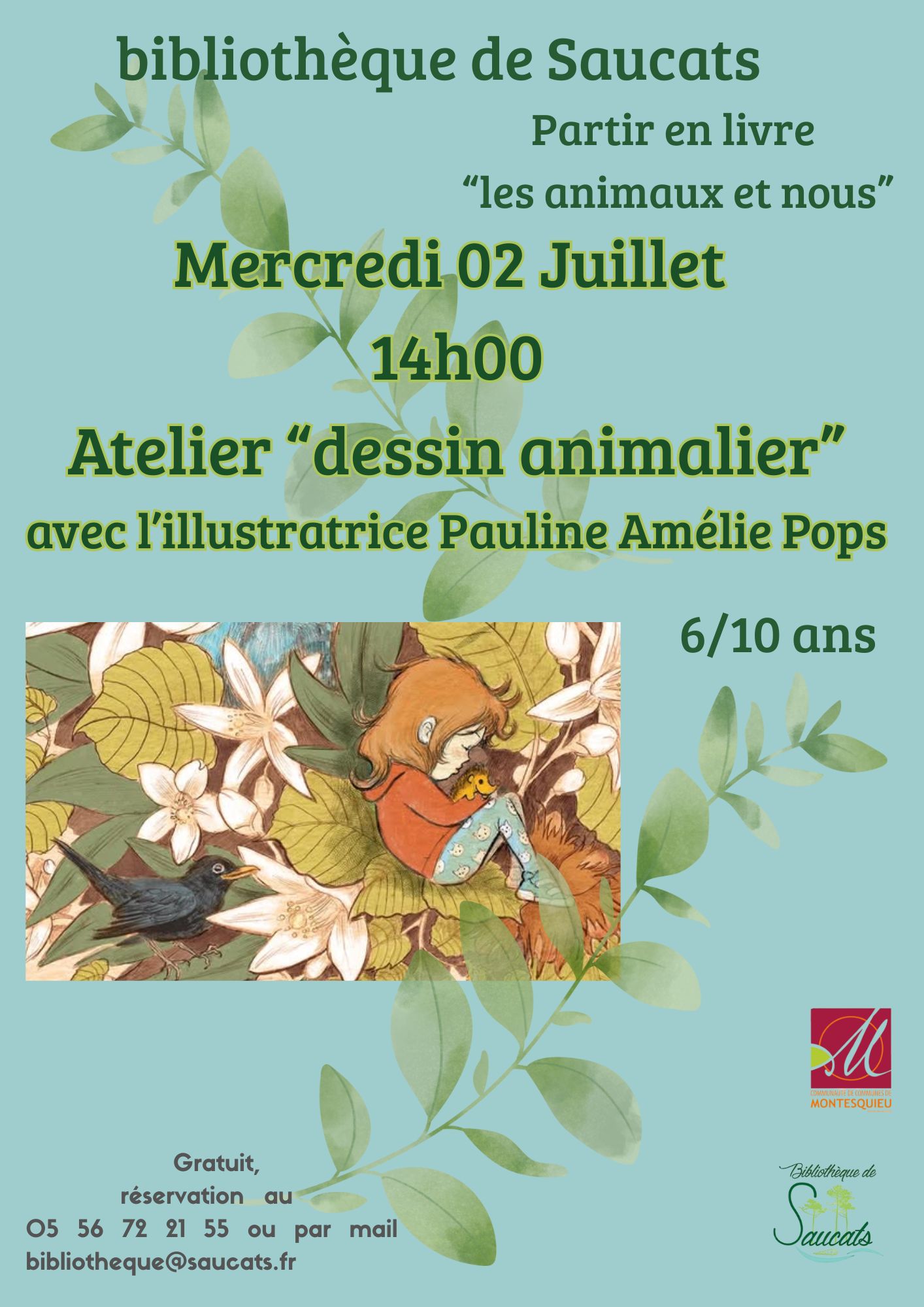  atelier “dessin animalier” avec l’illustratrice Pauline Amélie Pops
